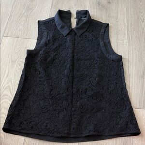 Ann Taylor Black Lace Collared Blouse